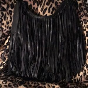 Black Fringe Satchel Purse